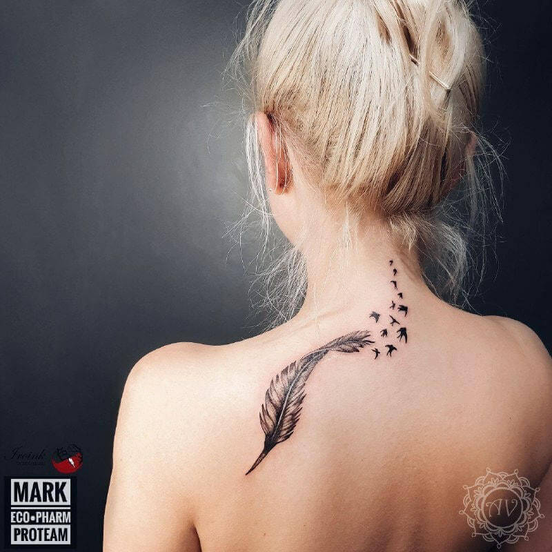 tatuaż na plecach - ptaki
